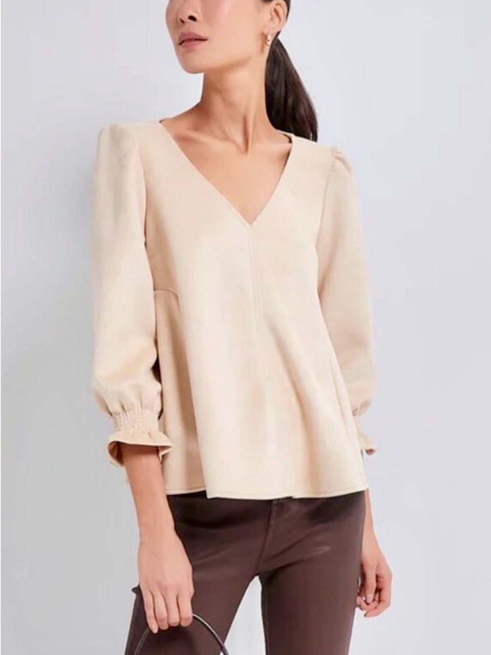 Tuckernuck Easton V Neck Faux Suede Swing Top - Picture 5 of 13